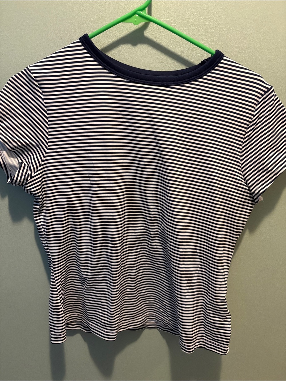 Lands' End Navy and White Striped Swim Coverup Tee